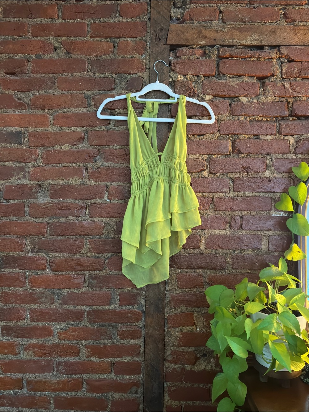 Princess Polly Lime Green Ruffle Halter Camisole